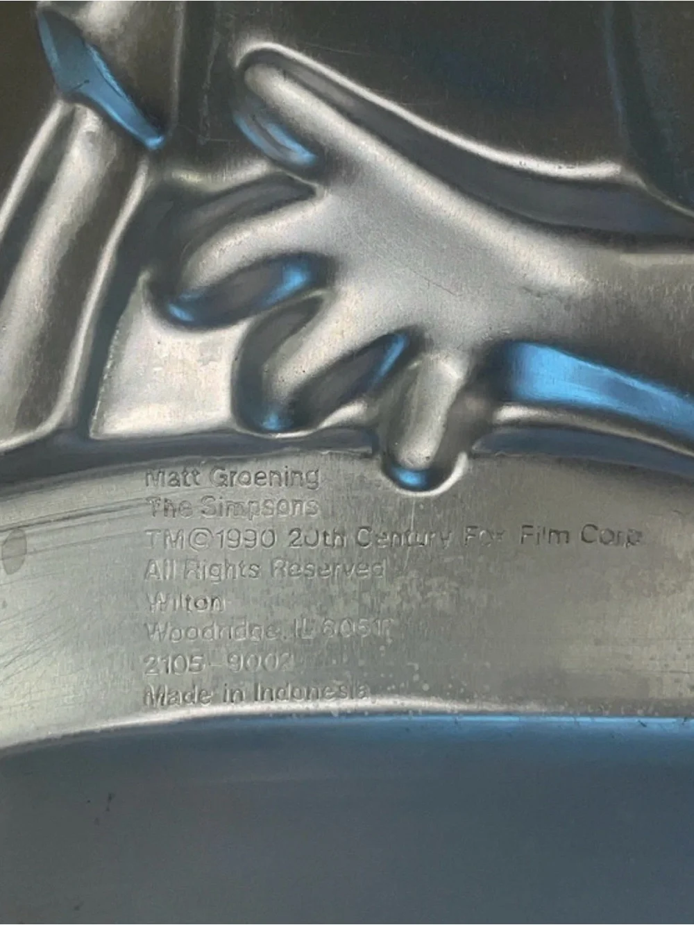 Vintage 1990s Silver Bart Simpson Character Cake Pan - Home Kitchen Bakeware